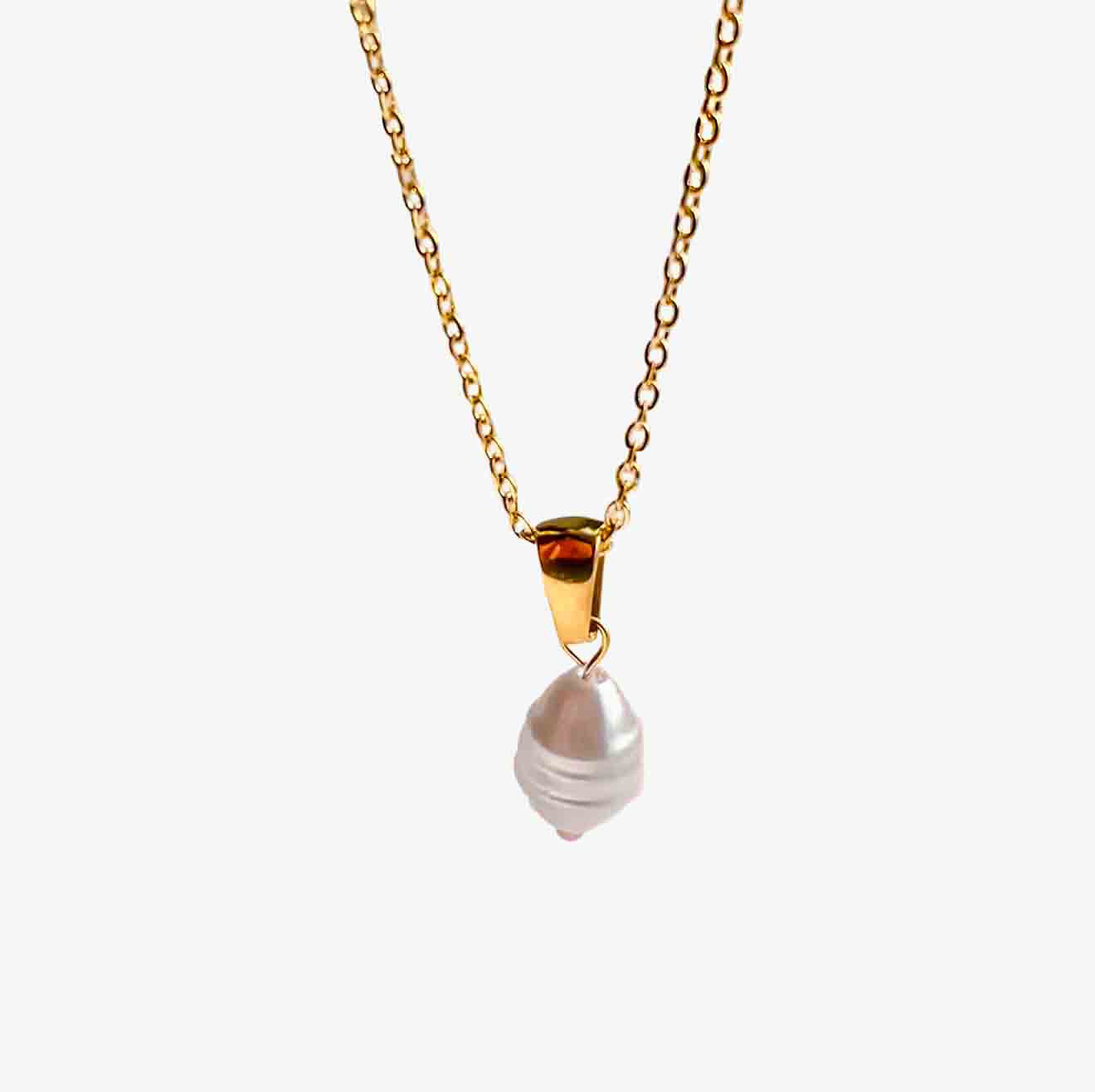 waterproof Gold-plated stainless steel chain with pearl pendant
