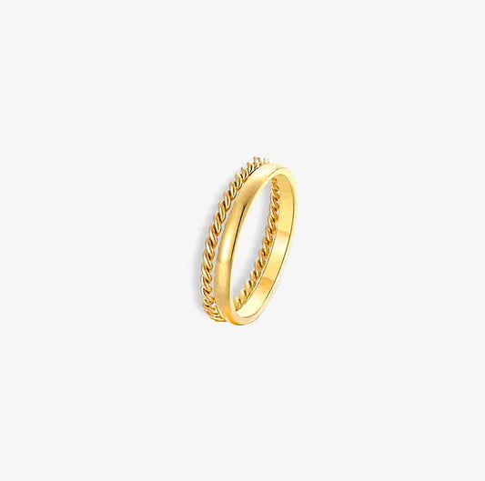 Set of 2 gold-plated waterproof stacking rings, premium quality