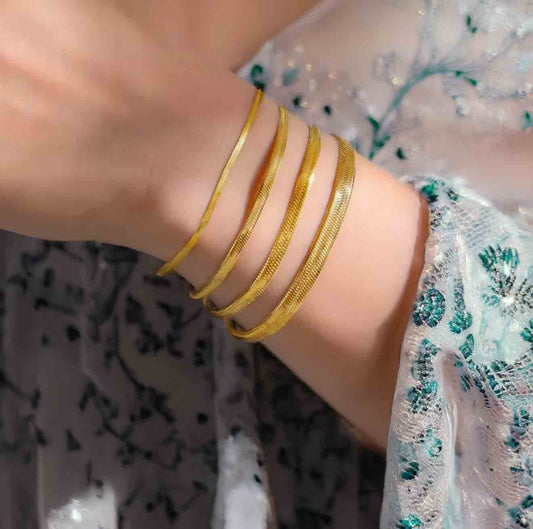 Waterproof gold plated herringbone bracelet for everyday wear