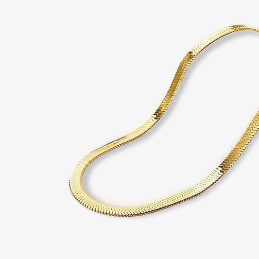 Waterproof gold plated herringbone necklace for everyday wear